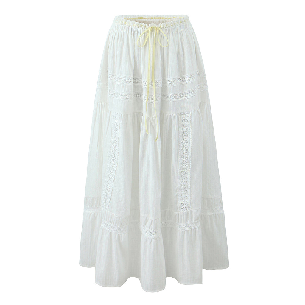 Summer French Striped Lace Top/Skirt Set