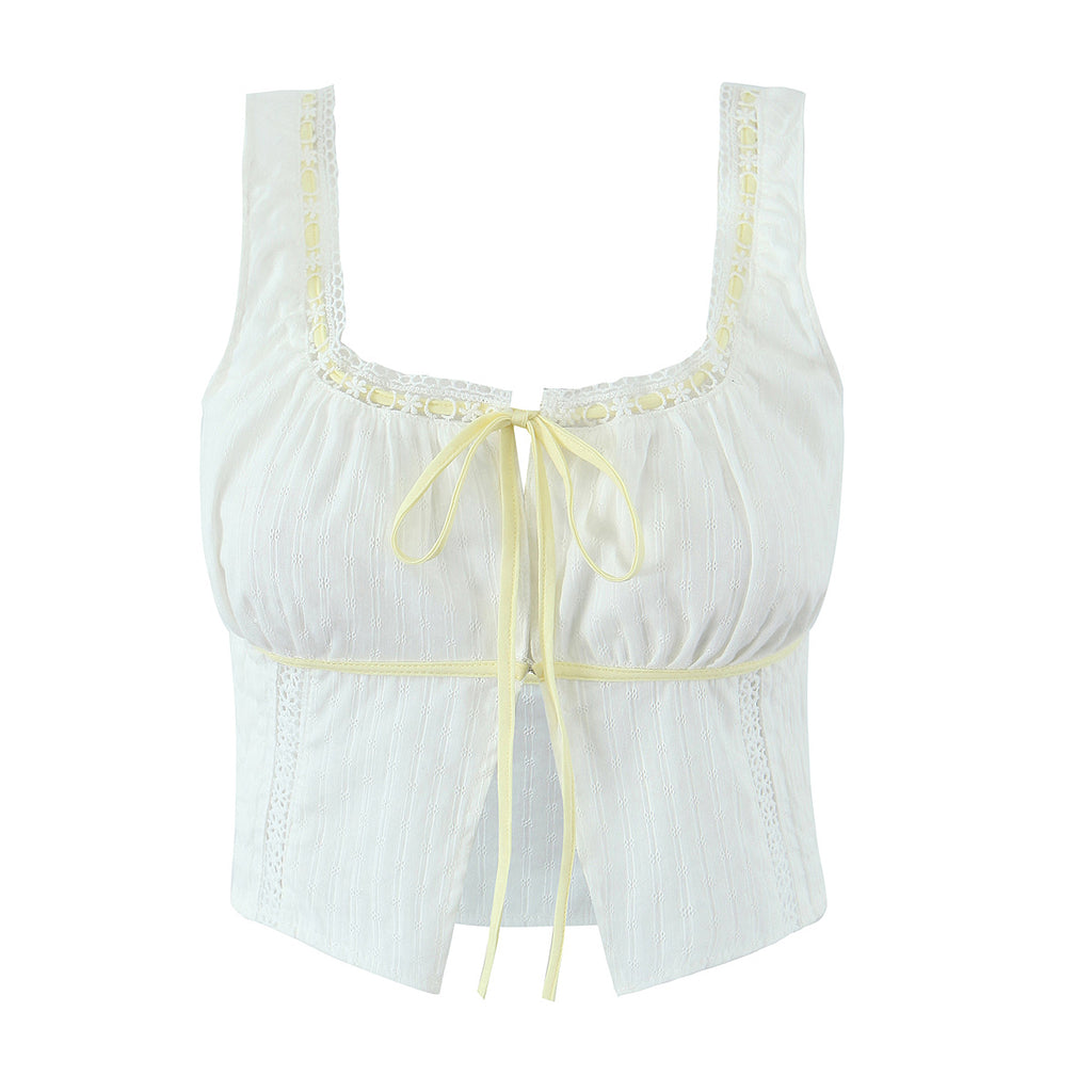 Summer French Striped Lace Top/Skirt Set