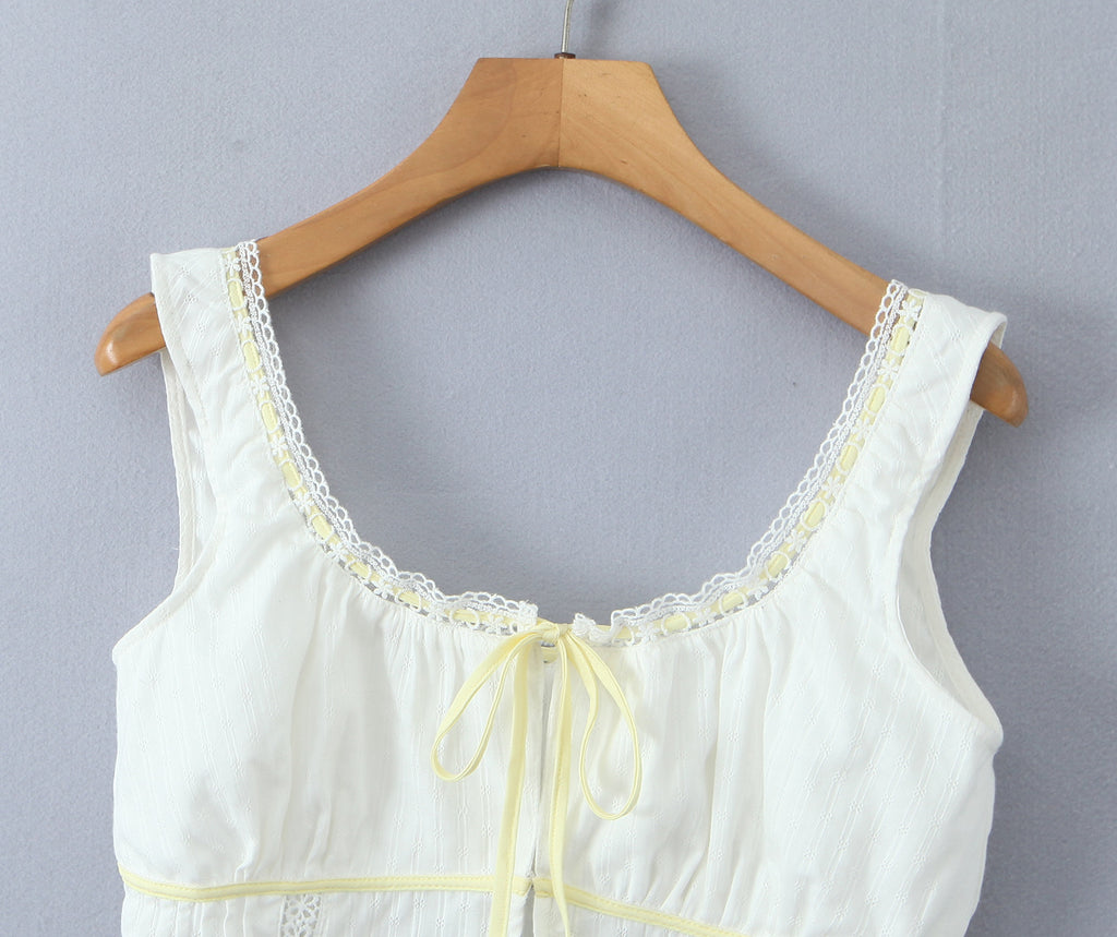 Summer French Striped Lace Top/Skirt Set