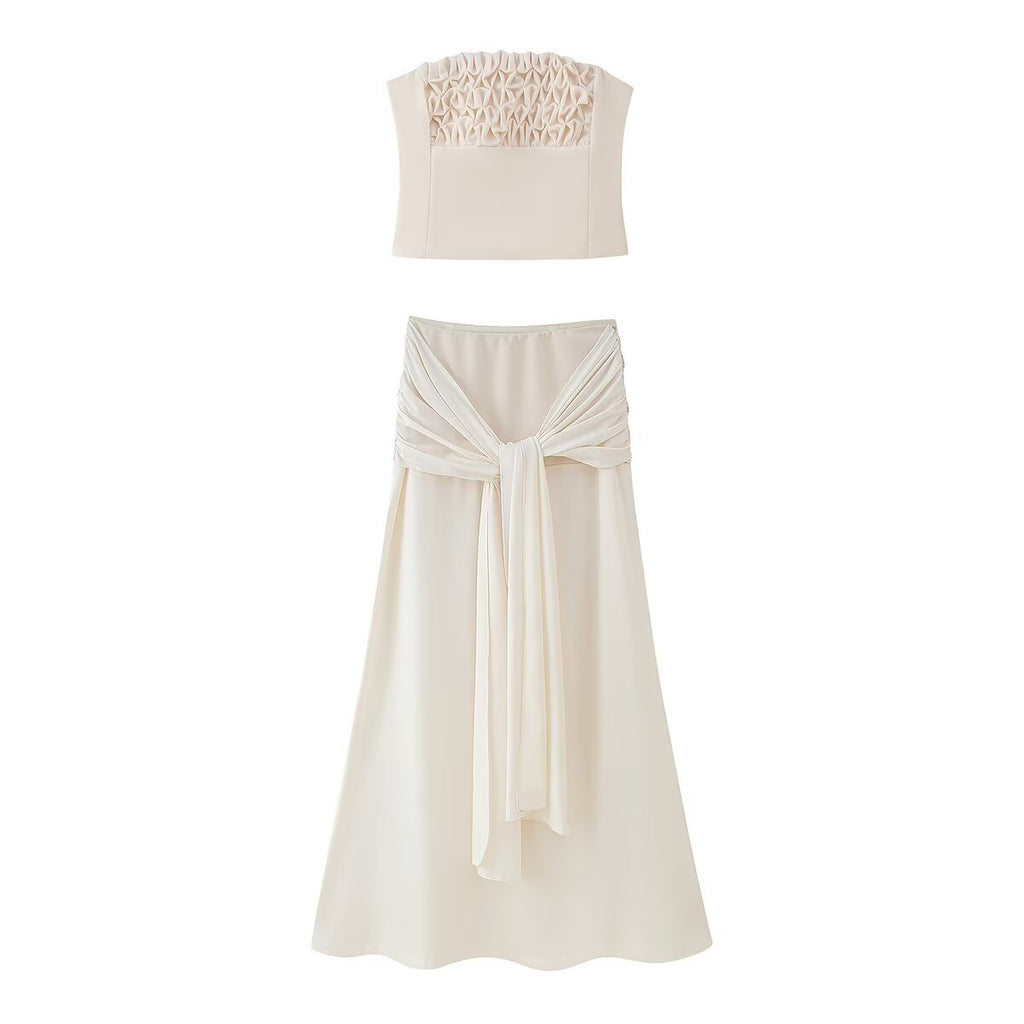 Scrunch Tube Top with Long Skirt and Tie