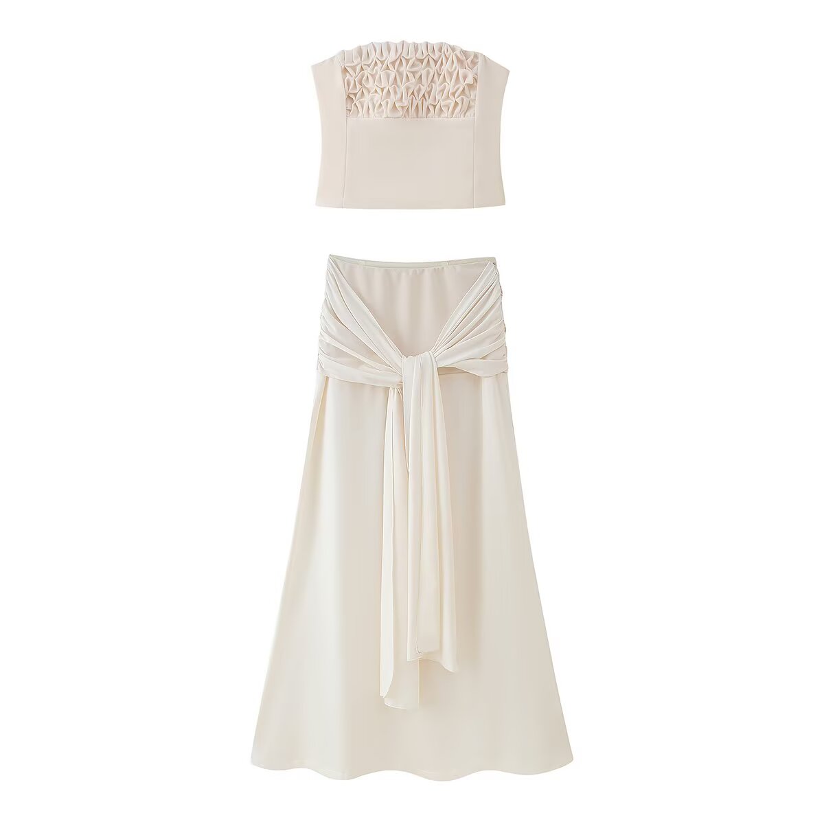 Scrunch Tube Top with Long Skirt and Tie