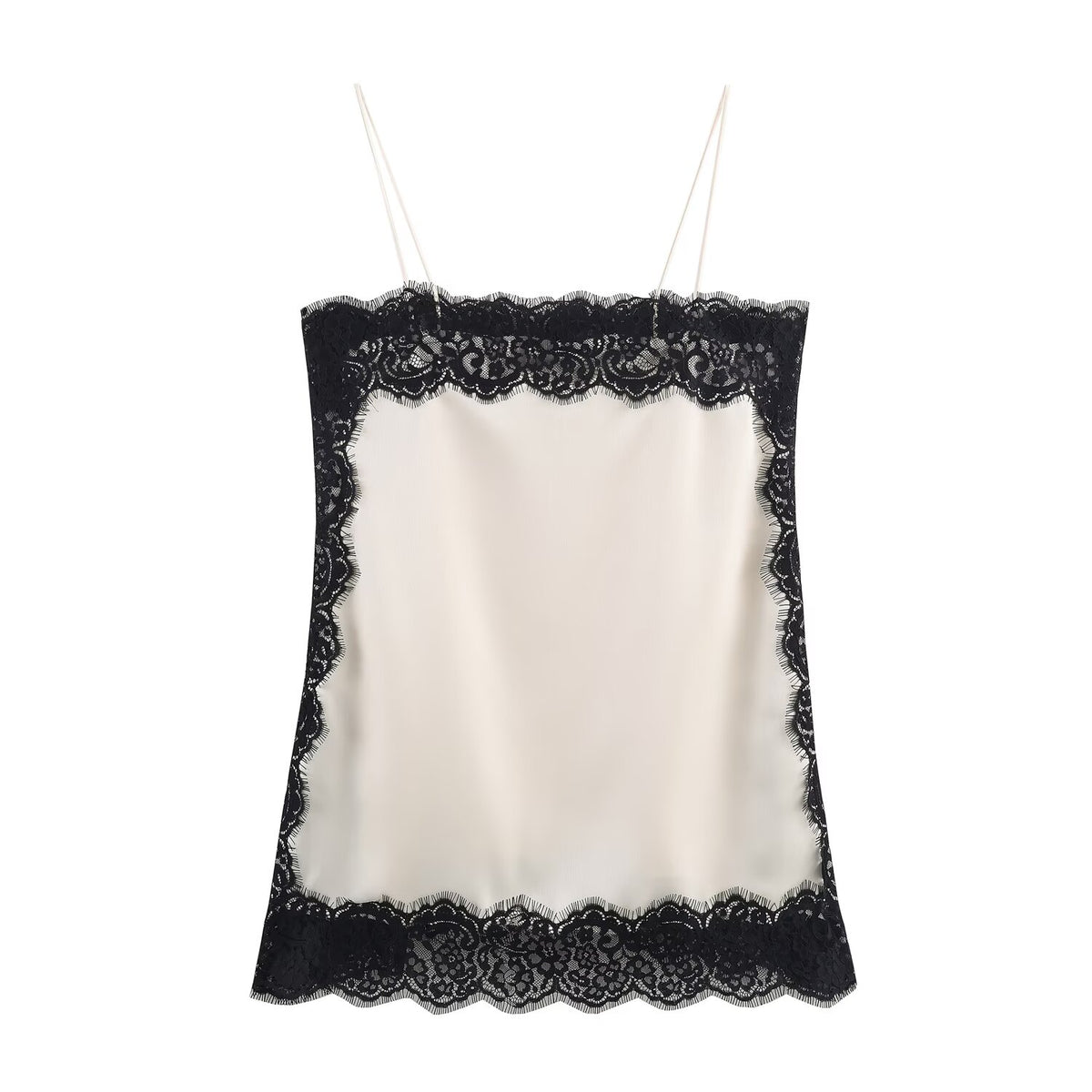 Black and White Silk Lace Cami