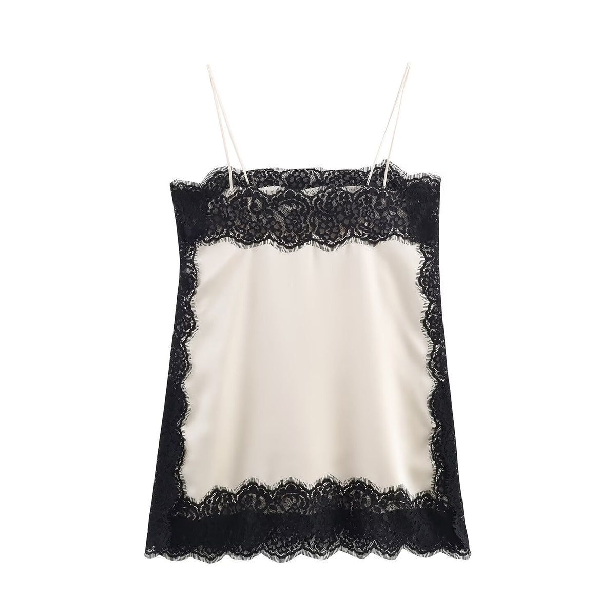 Black and White Silk Lace Cami