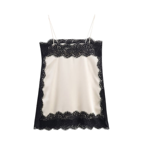 Black and White Silk Lace Cami