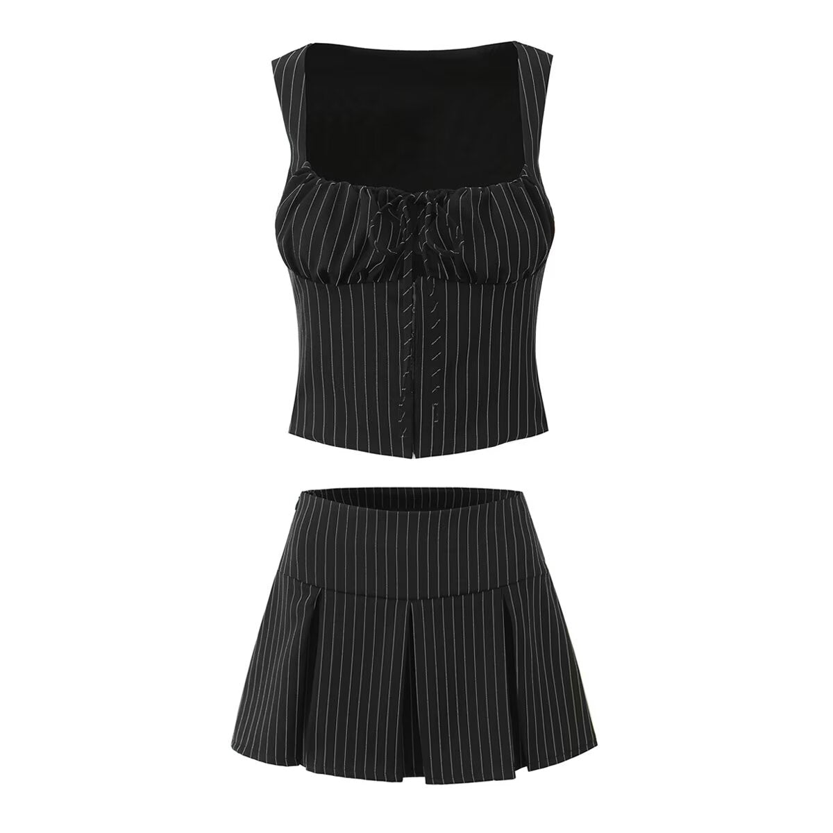 Sweetie Black and White Striped Skirt and Top Set