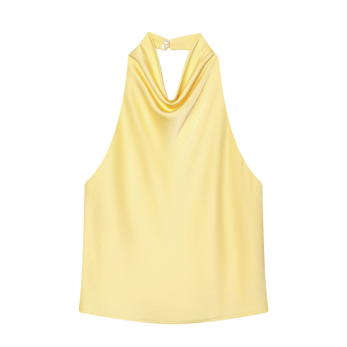 Butter Yellow Satin Halter Top