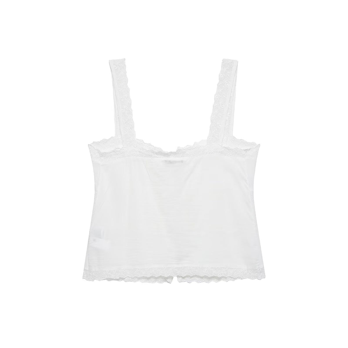 White Lace Embroidered Tank Top with Tie