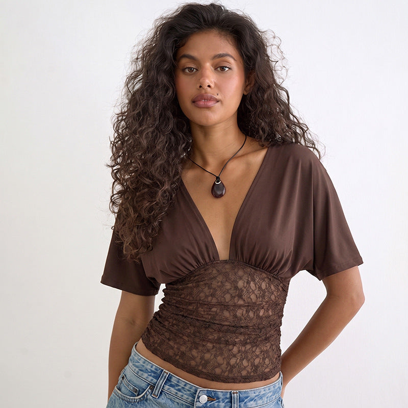 Elegant Loose Sleeve Lace Slim Fit Top