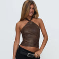 Brown Pleather Halter Top