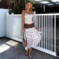 Brown and White Polka Dot Skirt Set
