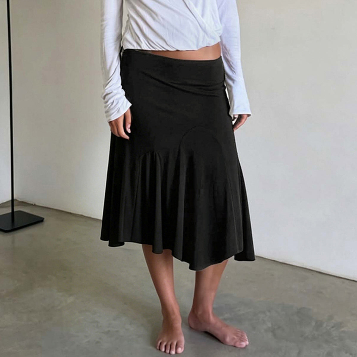 Casual Wavy Midi Skirt