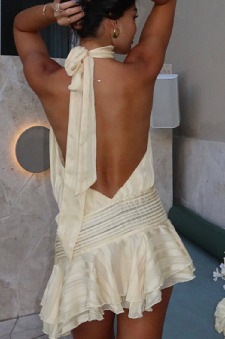 Kacie Butter Yellow Backless Dress