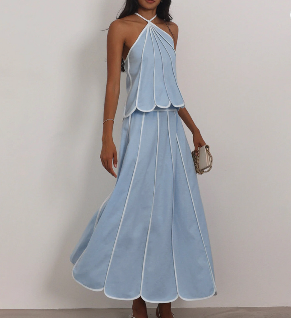 Baby Blue Halter Top Set