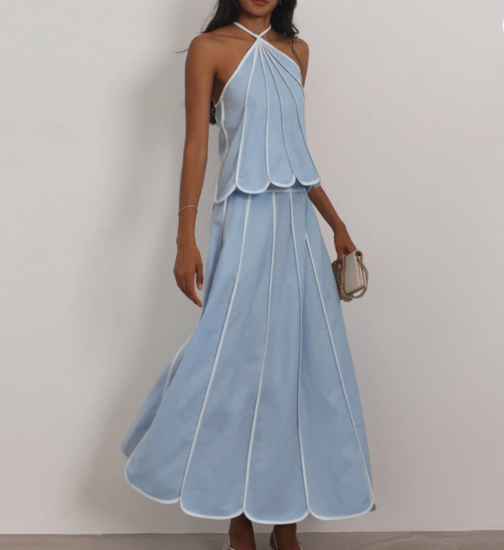 Baby Blue Halter Top Set