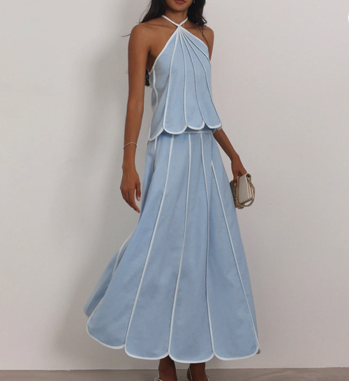 Baby Blue Halter Top Set