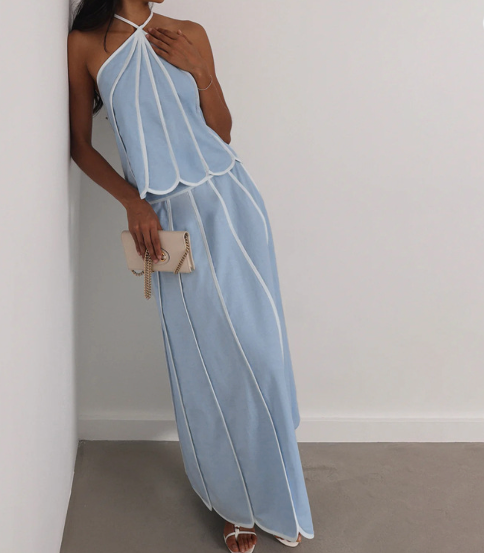 Baby Blue Halter Top Set